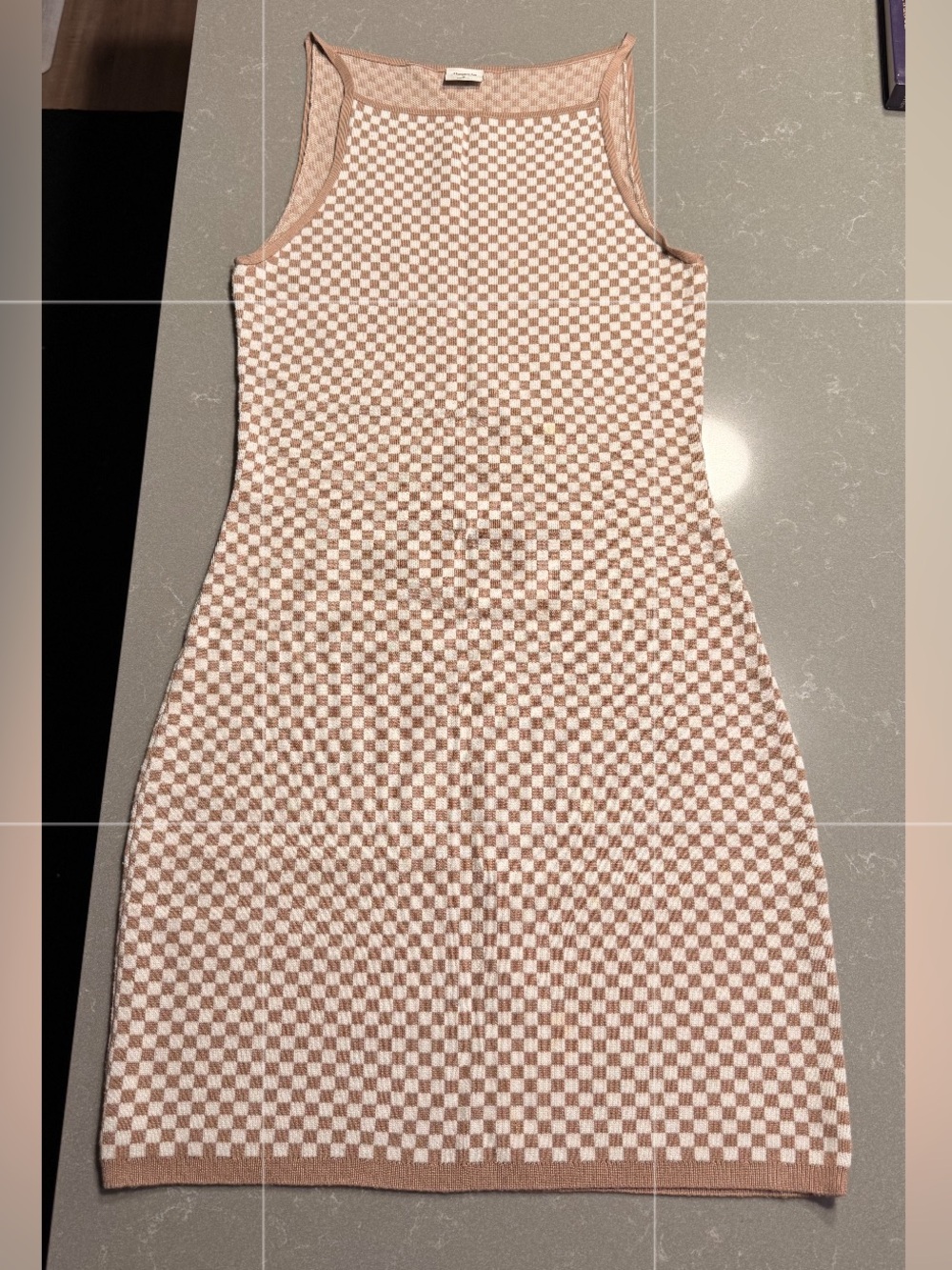 Abercrombie & Fitch Knit Mini Dress - Checkered Brown